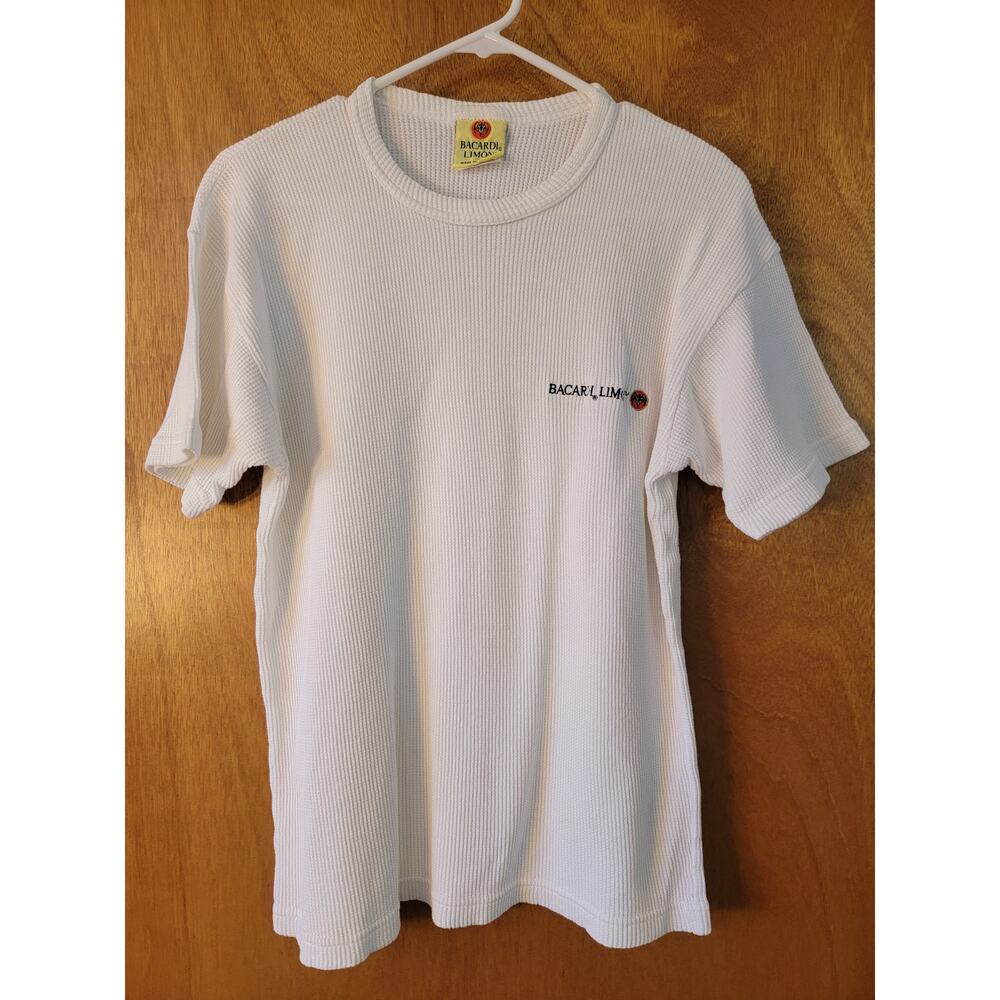 Vintage Men's Bacardi Limon Rum ribbed Thermal Short Sleeve Shirt - Sz: L